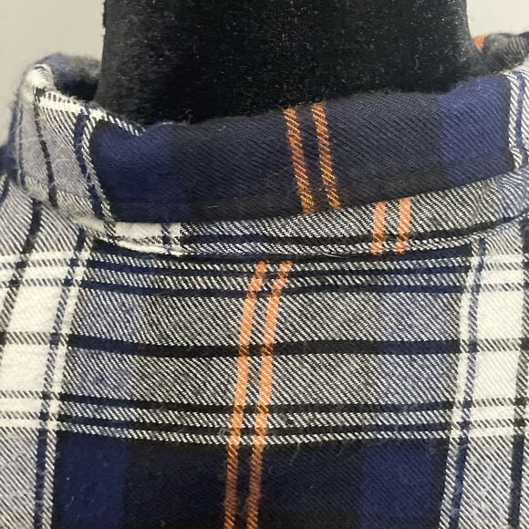 Melloday Womens XL Blue Orange Flannel Shirt Button Front Long Sleeve Plaid - Picture 8 of 13
